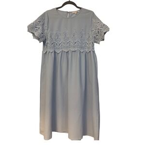 Orange Creek Light Blue Crochet Lace Baby Doll Dress ID8802 Womens Large